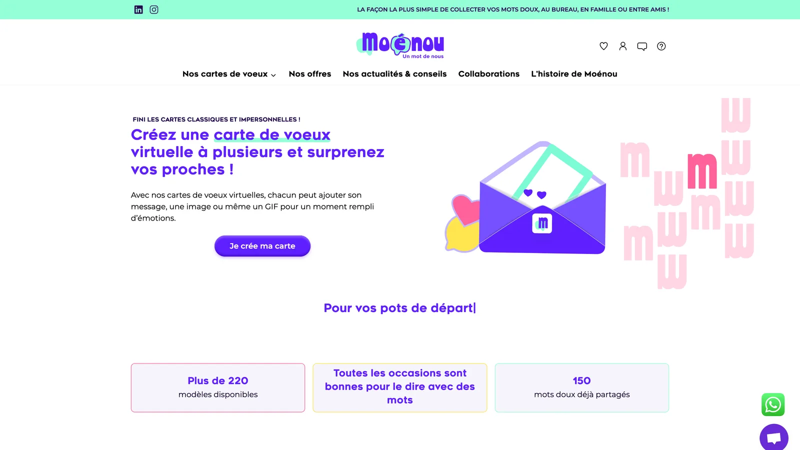 Plateforme de cartes de vœux collaboratives Moénou, développée par Youzoune